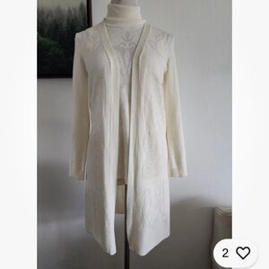 Chicos Jacquard Winter White two-piece Sweater set cardigan and sleeveless top